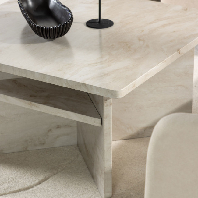 Alesund - Table basse carrée en effet travertin 75x75cm