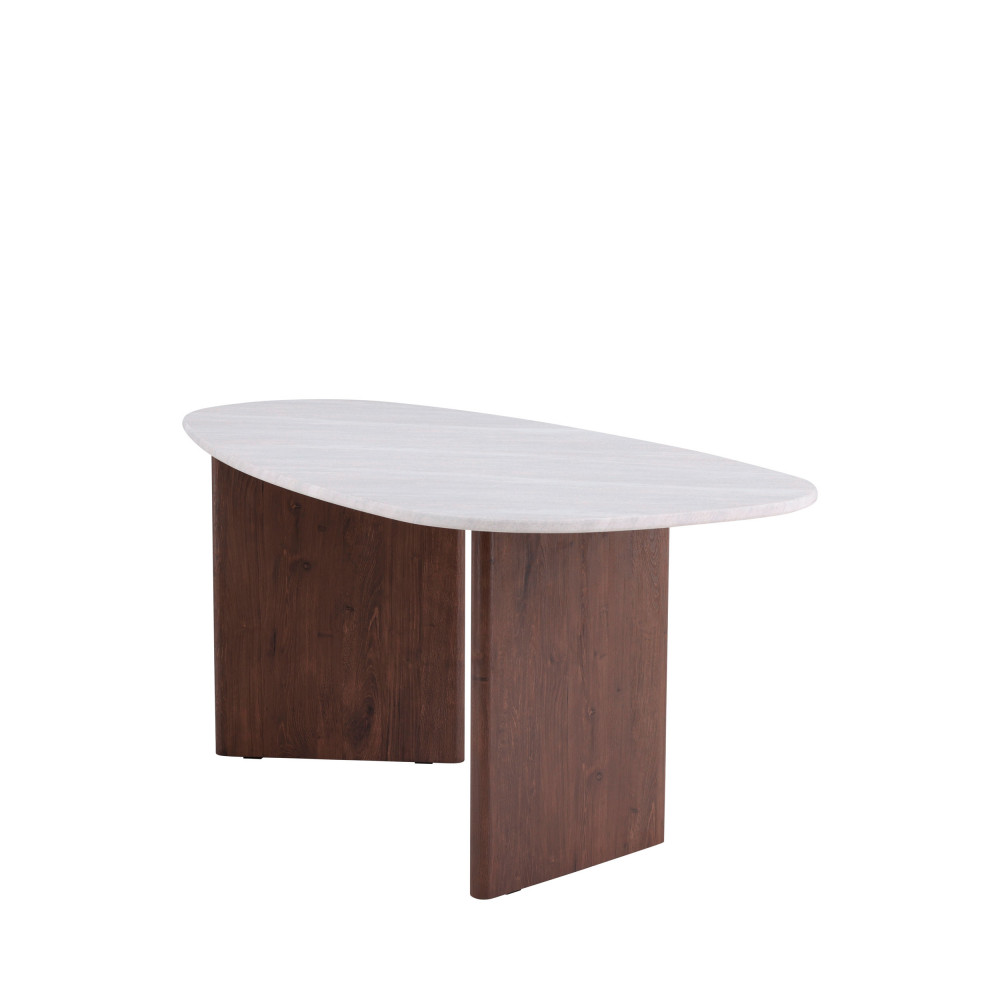 Table à Manger Rectangulaire 180 Cm - Plateau MDF, Pieds Métal Croisés, Coloris Travertin Gris, Pour 4-8 Personnes