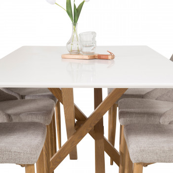 Piazza - Table à manger 8 personnes en bois et métal