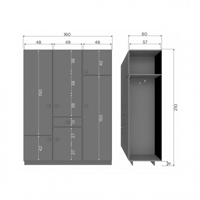 Alfie - Armoire 6 portes 1 tiroir en bois H210cm