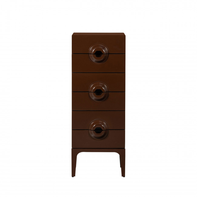 Merge - Petit meuble de rangement 6 tiroirs en bois et métal H120cm