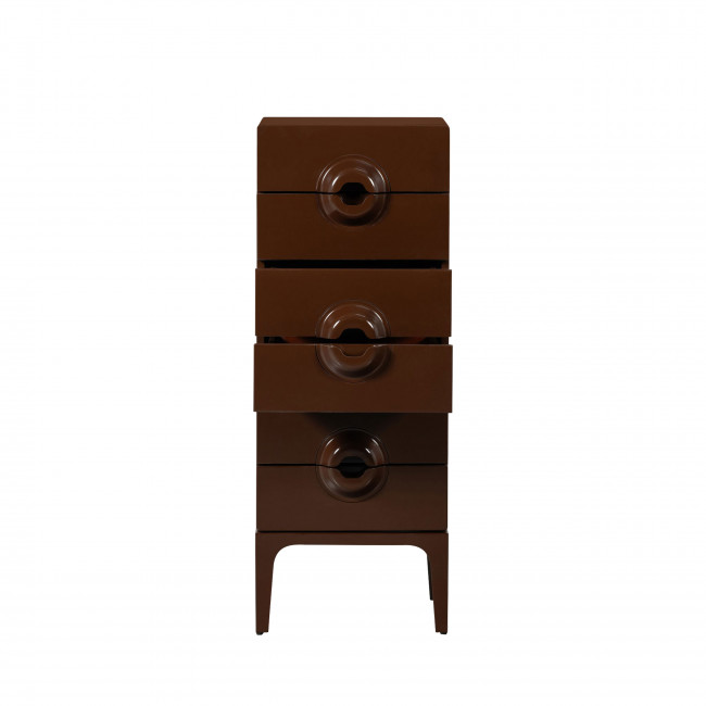 Merge - Petit meuble de rangement 6 tiroirs en bois et métal H120cm