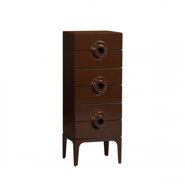 Merge - Petit meuble de rangement 6 tiroirs en bois et métal H120cm