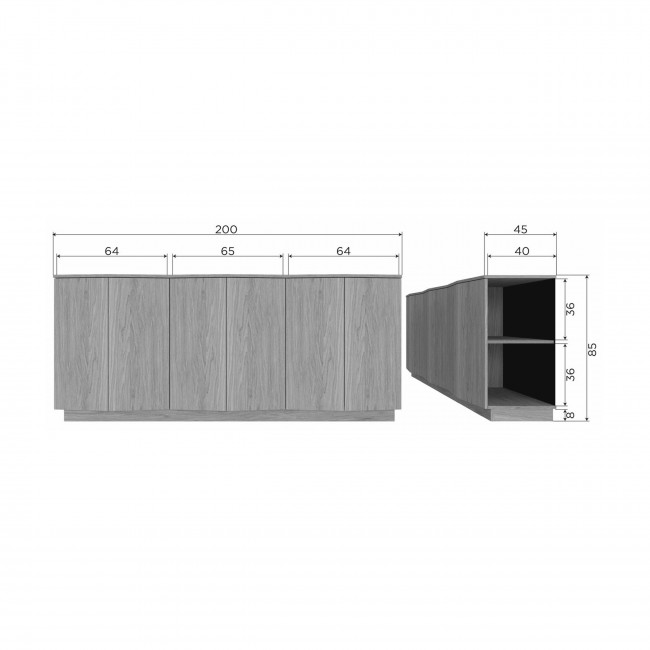 Zuma - Buffet 6 portes en bois L200cm