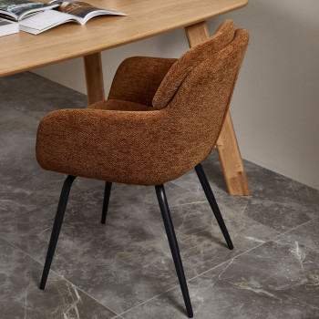 Runa - Lot de 2 fauteuils de table en tissu et métal