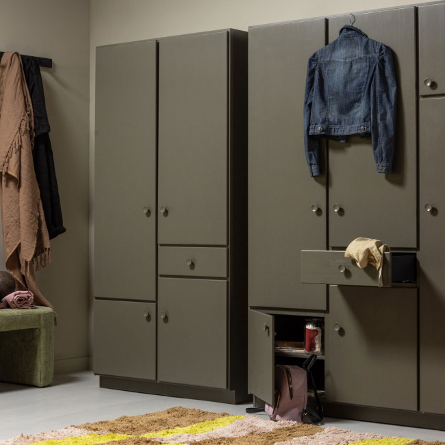 Alfie - Armoire 4 portes 1 tiroir en bois H210cm