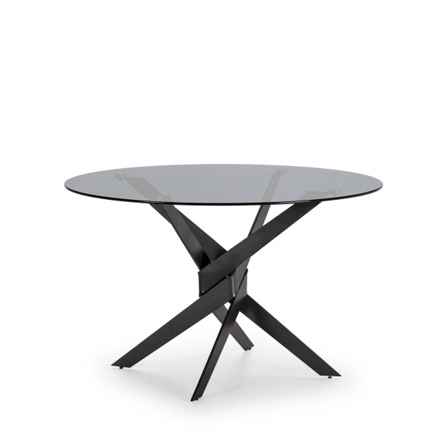 Dravon - Table à manger 6 personnes en verre trempé et métal