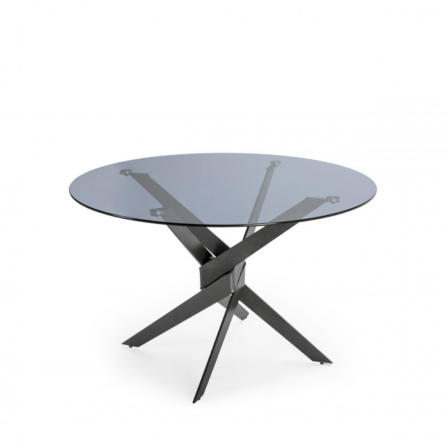 Dravon - Table à manger 6 personnes en verre trempé et métal