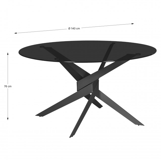 Dravon - Table à manger 6 personnes en verre trempé et métal