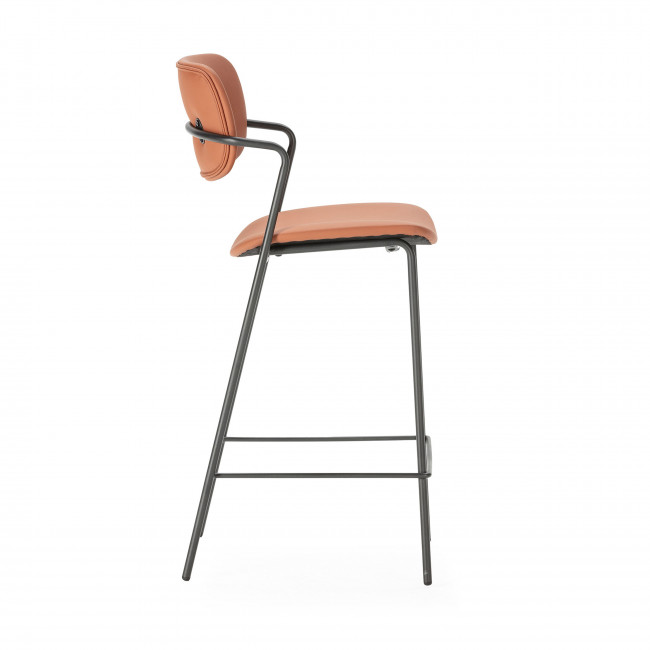 Velura - Lot de 2 tabourets de bar en simili cuir et métal H67cm