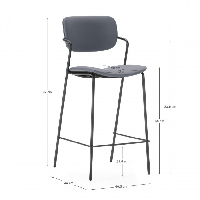 Velura - Lot de 2 tabourets de bar en simili cuir et métal H67cm