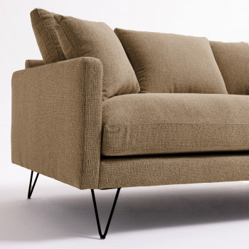 Villabon - Canapé 3 places en tissu pieds épingles noirs