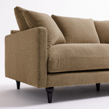 Villabon - Canapé 3 places en tissu pieds tournés