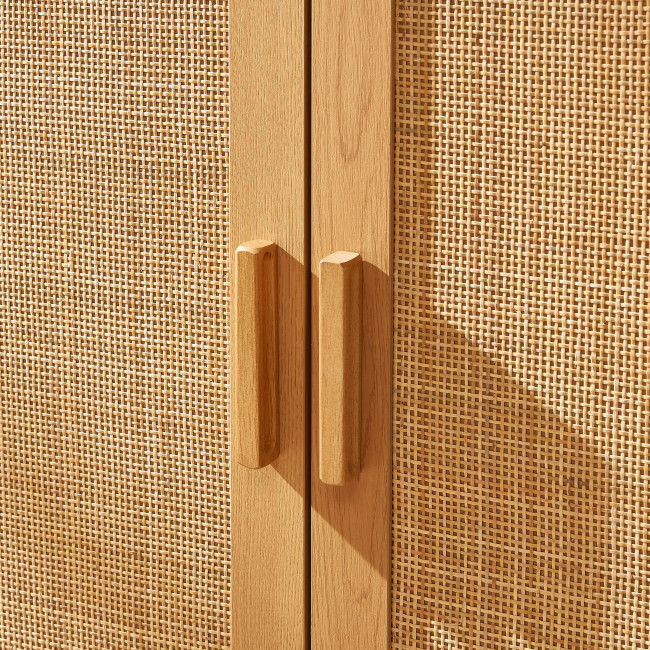 June - Buffet 2 portes 3 tiroirs en bois et cannage L180cm