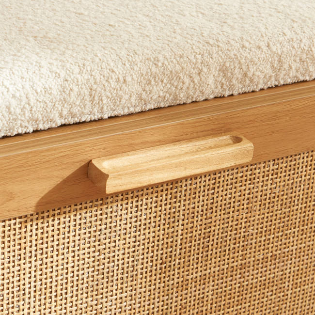 June - Banc d'entrée avec rangement à chaussures en bois et cannage L120cm