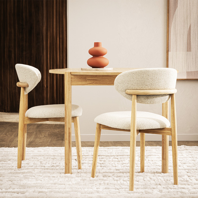 Clara - Lot de 2 chaises en bois et bouclette