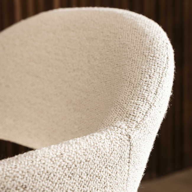 Marina - Lot de 2 fauteuils de table en tissu bouclette et bois