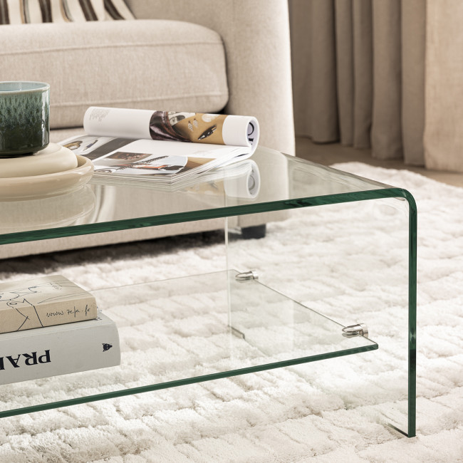 Nido - Table basse double plateaux en verre L110cm