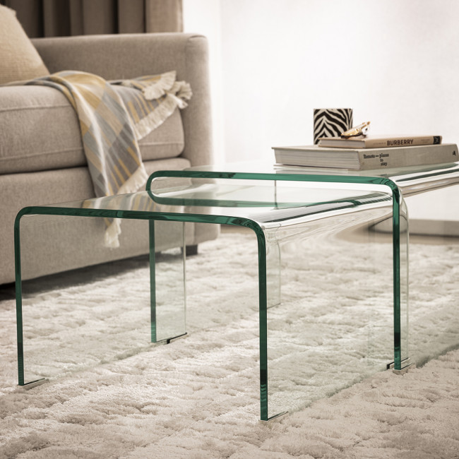 Nido - Lot de 2 tables basses gigognes en verre