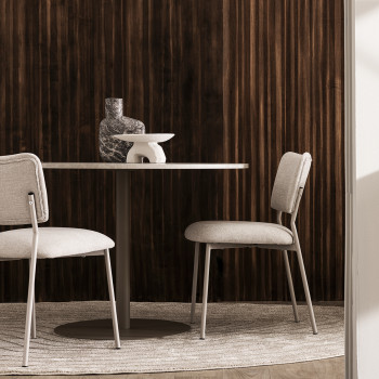 Vander - Lot de 2 chaises en tissu et métal pieds beiges