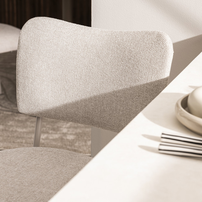 Vander - Lot de 2 chaises de bar en tissu et métal pieds beiges H65cm