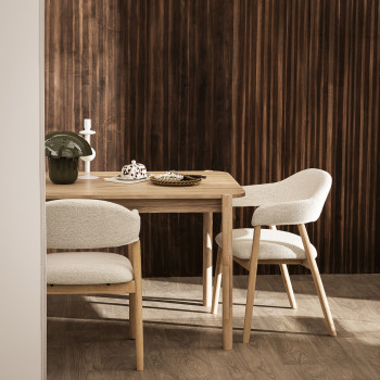 Rena - Table à manger aux bords arrondis en bois 6 places