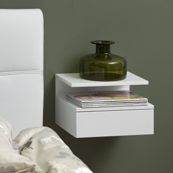 Kamichi - Table de chevet murale 1 niche, 1 tiroir en bois