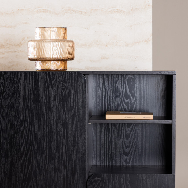 Tyreso - Buffet haut 2 portes, 2 niches en bois H110cm