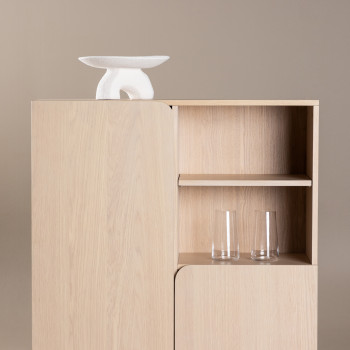 Tyreso - Buffet haut 2 portes, 2 niches en bois H110cm