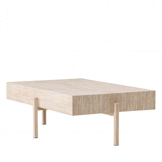 Vadholmen - Table basse effet travertin et métal 80x130cm
