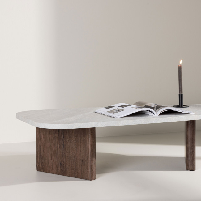Gronvik - Table basse organique effet marbre 130x65cm