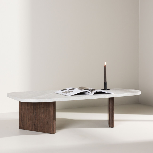 Gronvik - Table basse organique effet marbre 130x65cm