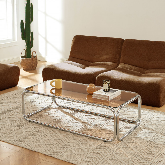 Gliss - Table basse en verre pieds chrome