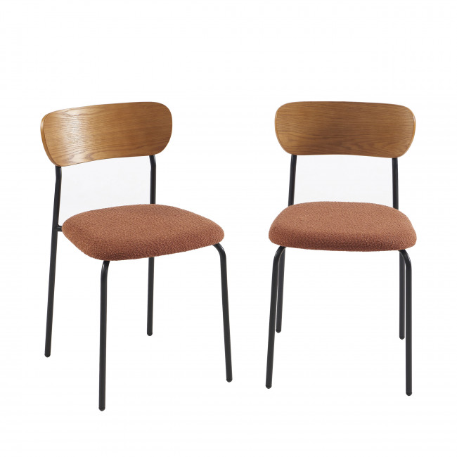 Nalon - Lot de 2 chaises en tissu bouclette et métal