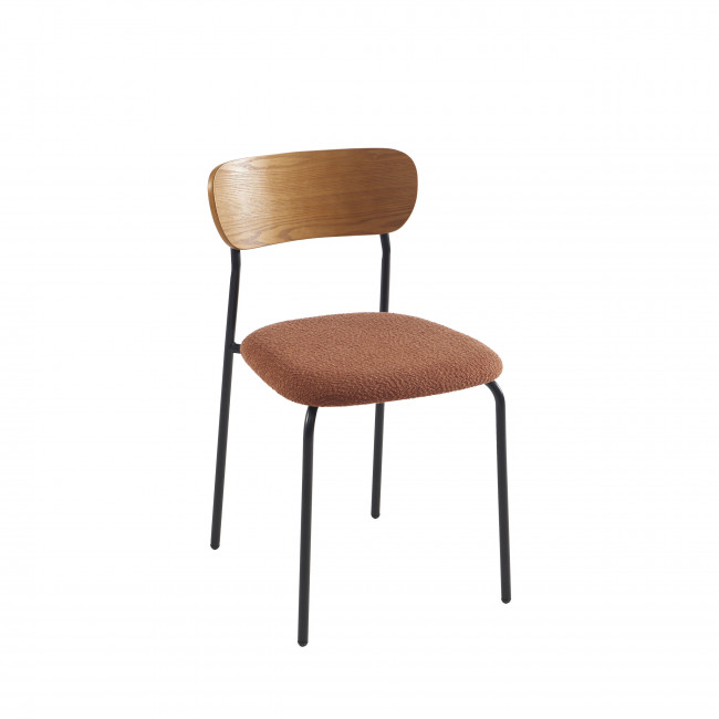 Nalon - Lot de 2 chaises en tissu bouclette et métal