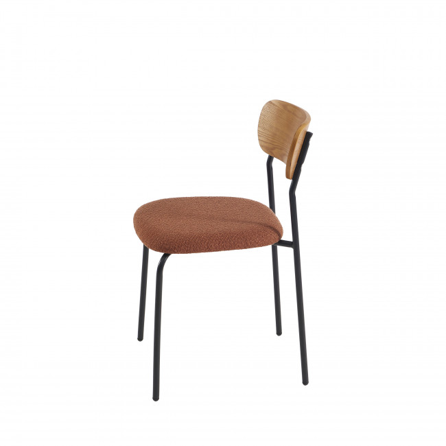 Nalon - Lot de 2 chaises en tissu bouclette et métal