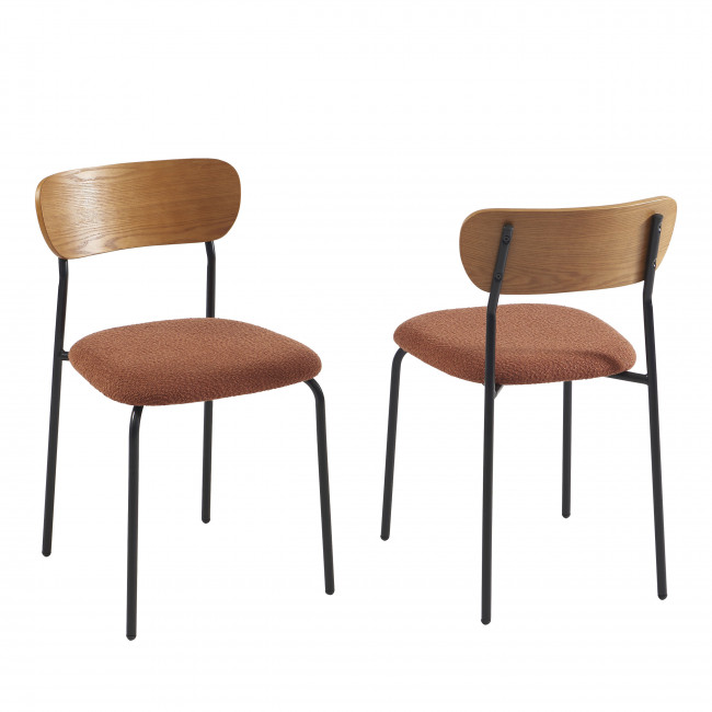 Nalon - Lot de 2 chaises en tissu bouclette et métal