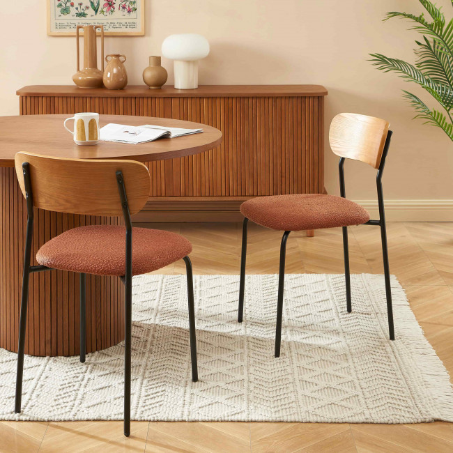 Nalon - Lot de 2 chaises en tissu bouclette et métal