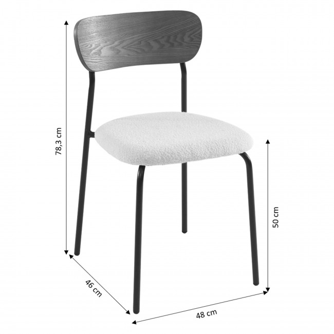 Nalon - Lot de 2 chaises en tissu bouclette et métal