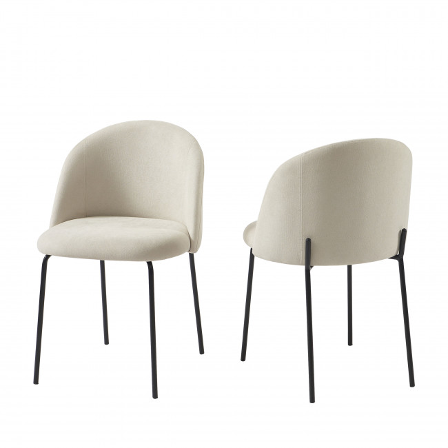 Jill - Lot de 2 chaises en tissu et métal
