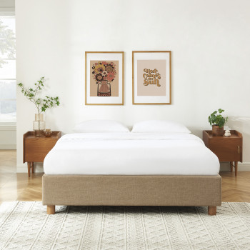 Millo - Lit coffre en tissu lin 160x200cm