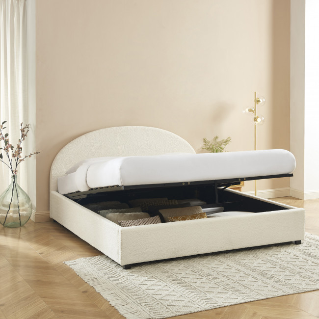 Merle - Lit coffre en tissu bouclette 180x200cm