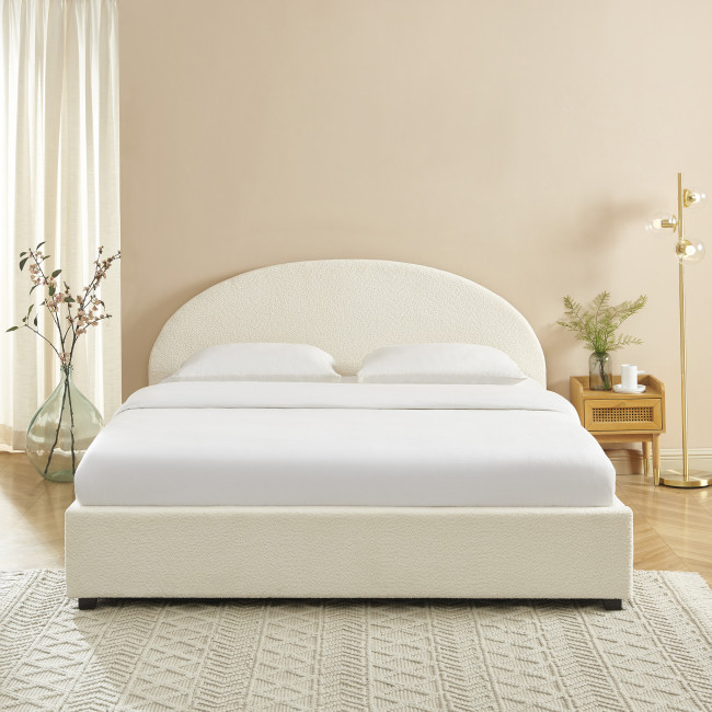 Merle - Lit coffre en tissu bouclette 180x200cm