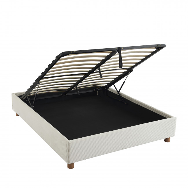 Millo - Lit coffre en velours côtelé 160x200cm