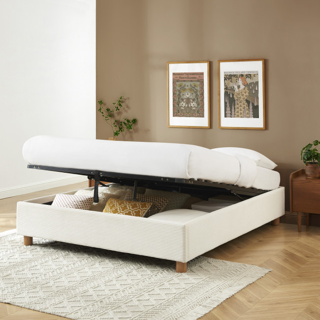 Millo - Lit coffre en velours côtelé 160x200cm