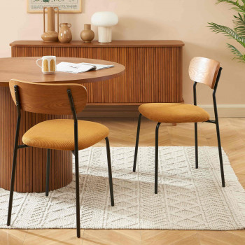 Nalon - Lot de 2 chaises en velours côtelé et métal