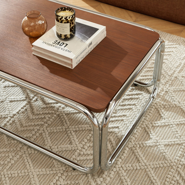 Gliss II - Table basse en bois pieds chrome