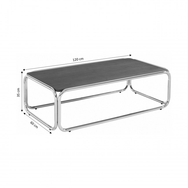 Gliss II - Table basse en bois pieds chrome