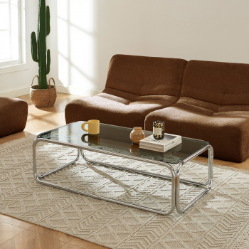 Gliss - Table basse en verre pieds chrome