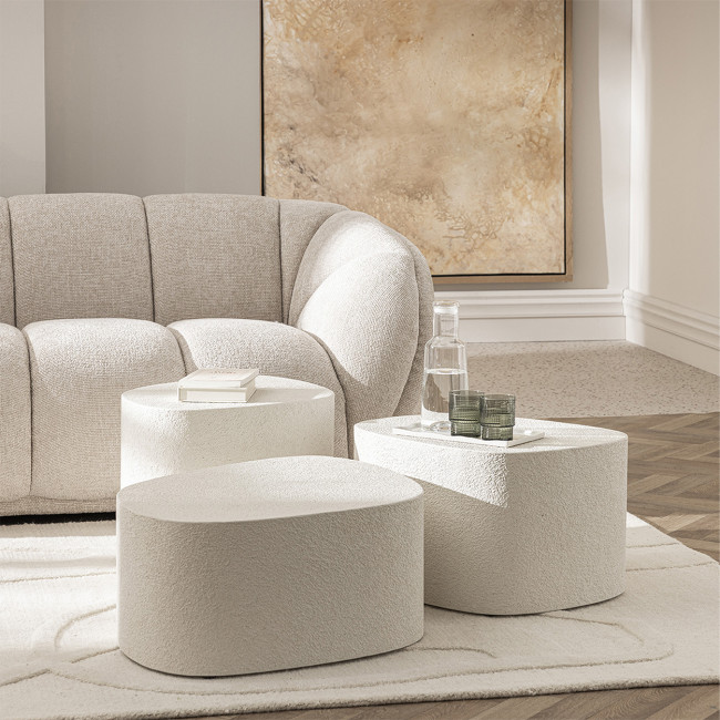 Zen - Table d'appoint organique en bois finition marbre recyclé 30x63cm